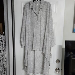 Elegant High Low White Patterned Dress NWT